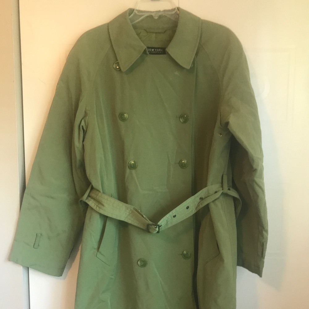 Green water resistant trench coat